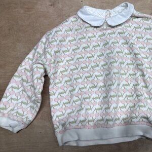 Bonpoint Girl's Cherry Print Sweatshirt with Peter Pan Collar